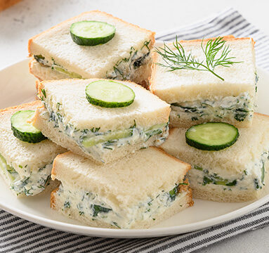 Small finger sandwiches with Chive & Onion Cream Cheese